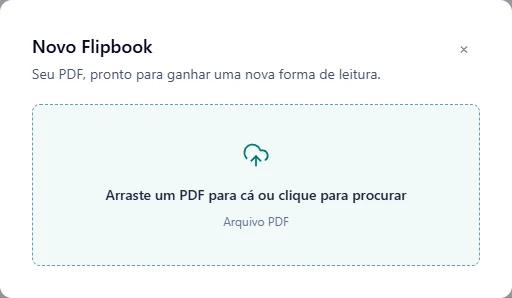 Janela Novo Flipbook e área para selecionar PDF