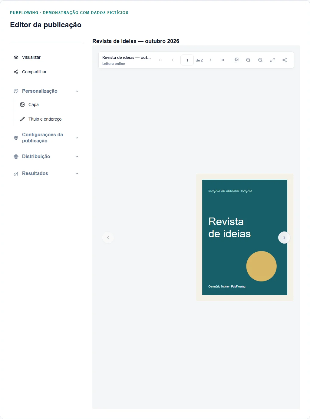 Ferramentas do editor, com Compartilhar e Título e endereço